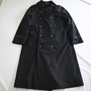 Vtg Ralph Lauren 90s 42L Medium Black Double Breasted Trench Duster Mens Coat
